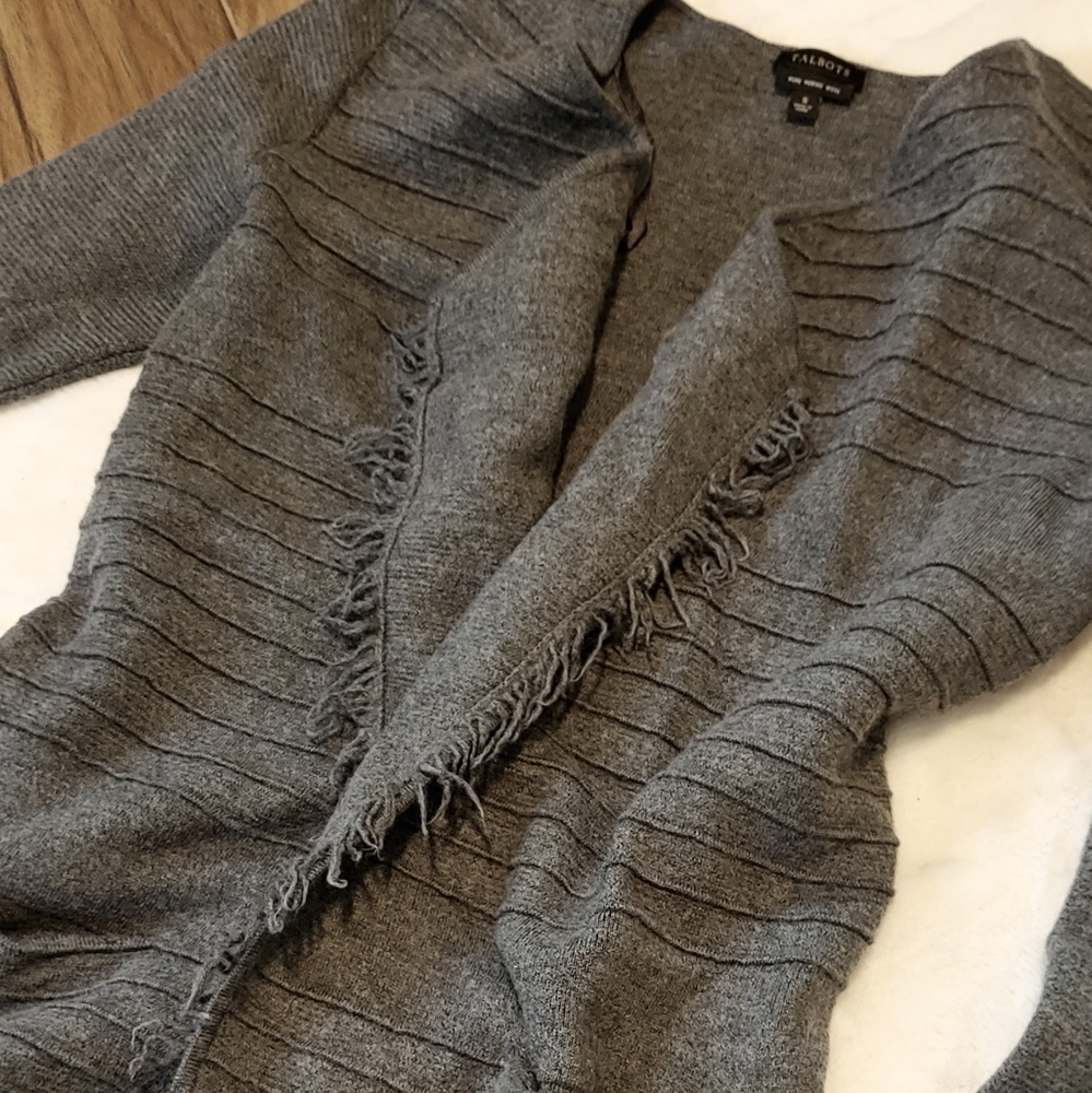Talbots 100% Merino Wool Open Front Sweater XS
